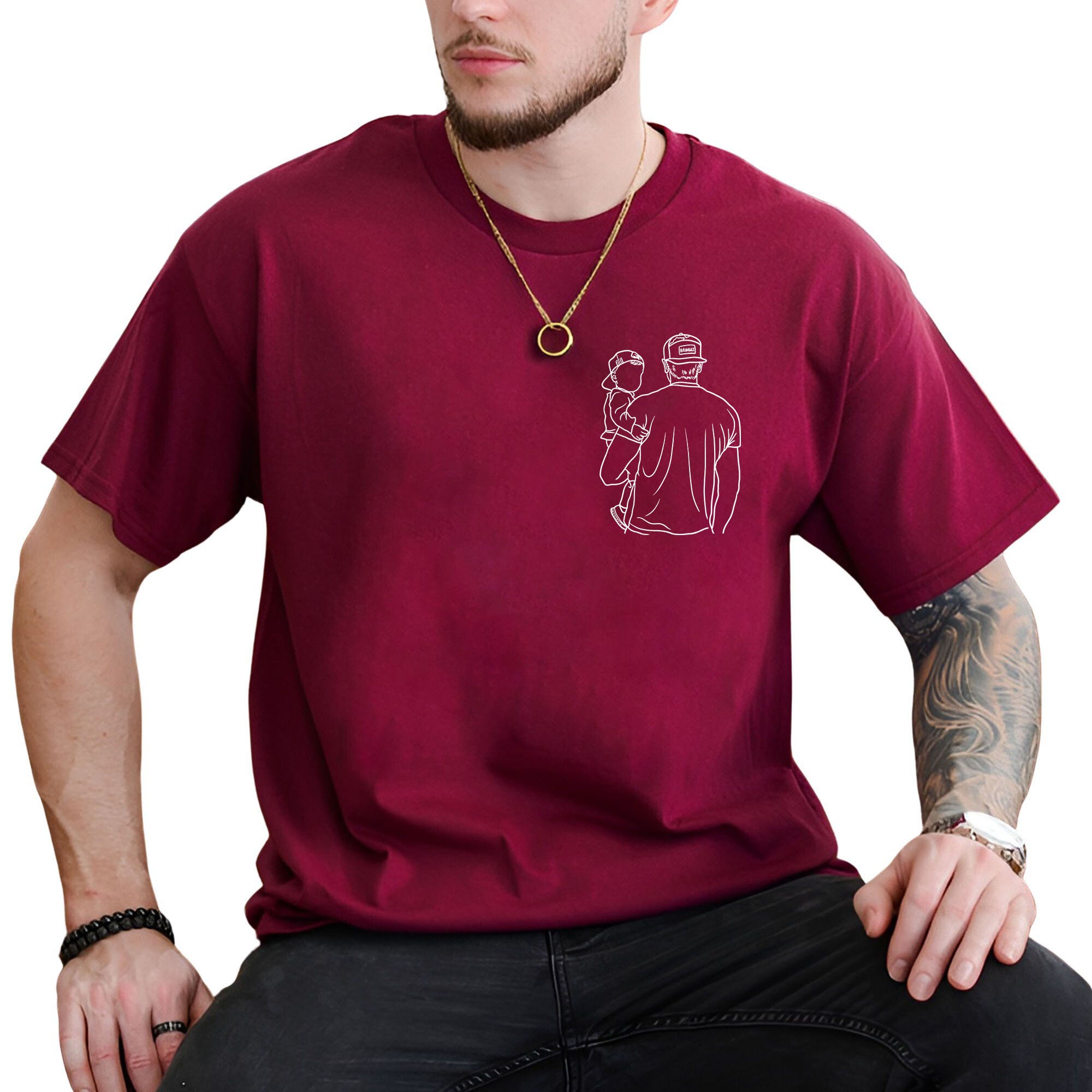 Camiseta Personalizada con Foto Papá y Hijos Vintage Regalo para Día del Padre, Diseño Personalizable