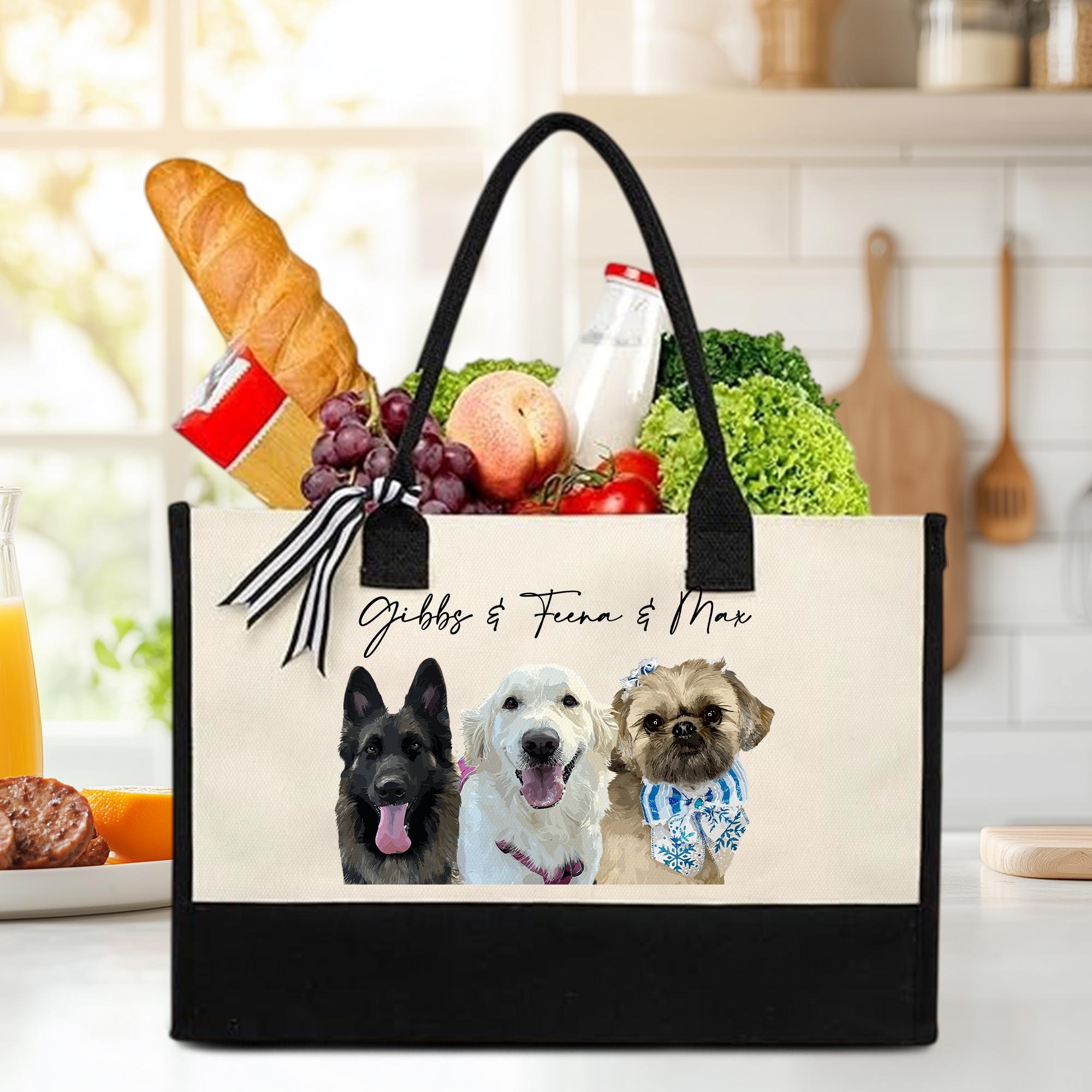 Discover Personalized Mother's Day Gift For Dog Mom, Custom Dog Photo Portrait Canvas Tote Bag, Custom Pet Photo Tote Bag Gift, Gift For Dog Lovers