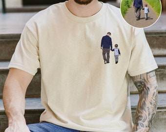 Fathers Day Gifts, Personalized Dad And Kids Portrait Shirt, Custom Photo Shirt, Gift For Dad From Daughter Son, New Dad Gifts,  Papa Tshirt
