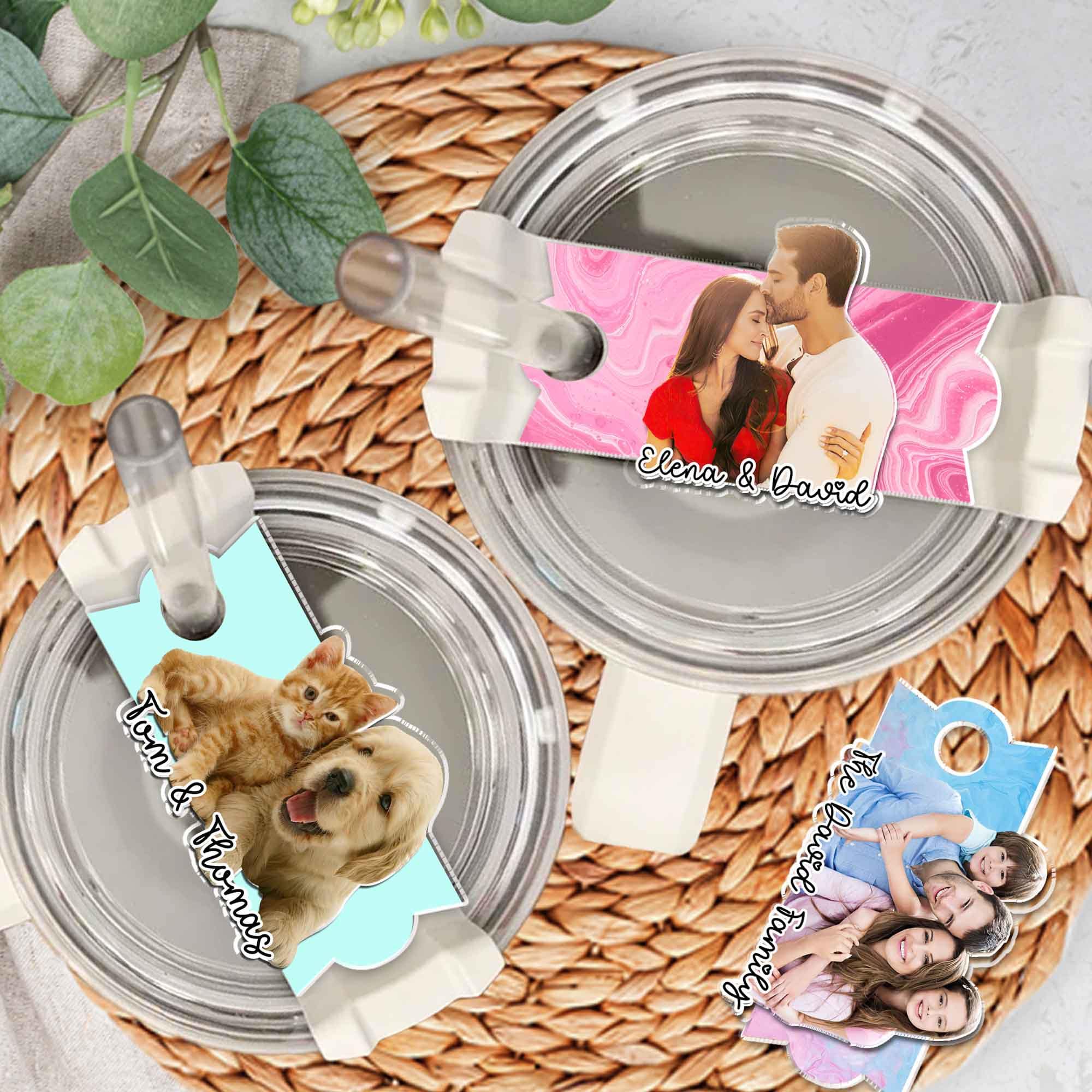Personalized Photo Tumbler Name Tag, 30oz 40oz Tumbler Quencher Name Plate Topper, Custom Pet Stanley Accessories Tag, Gift For Best Friends