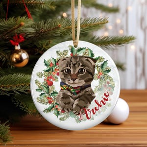 Personalized Cat Photo Ornament, Pet Portrait From Photo Ornament, Custom Cat Christmas Ornament, Pet Memorial Gift, Cat Lover Gift bild 13