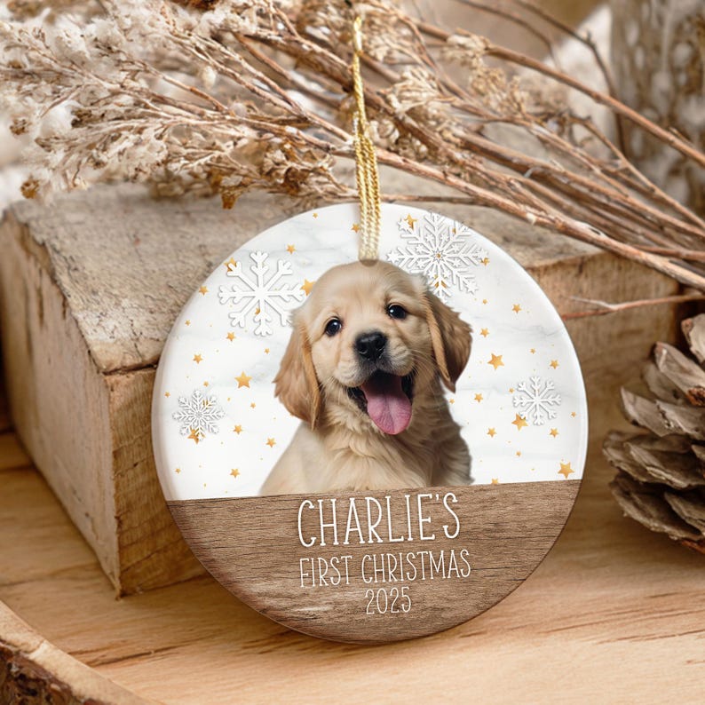 Personalized Dog Photo Ornament, Dog First Christmas Ornament, Puppy First Christmas, Custom Dog Ornament, Holiday Dog Gift, Dog Lovers Gift image 9