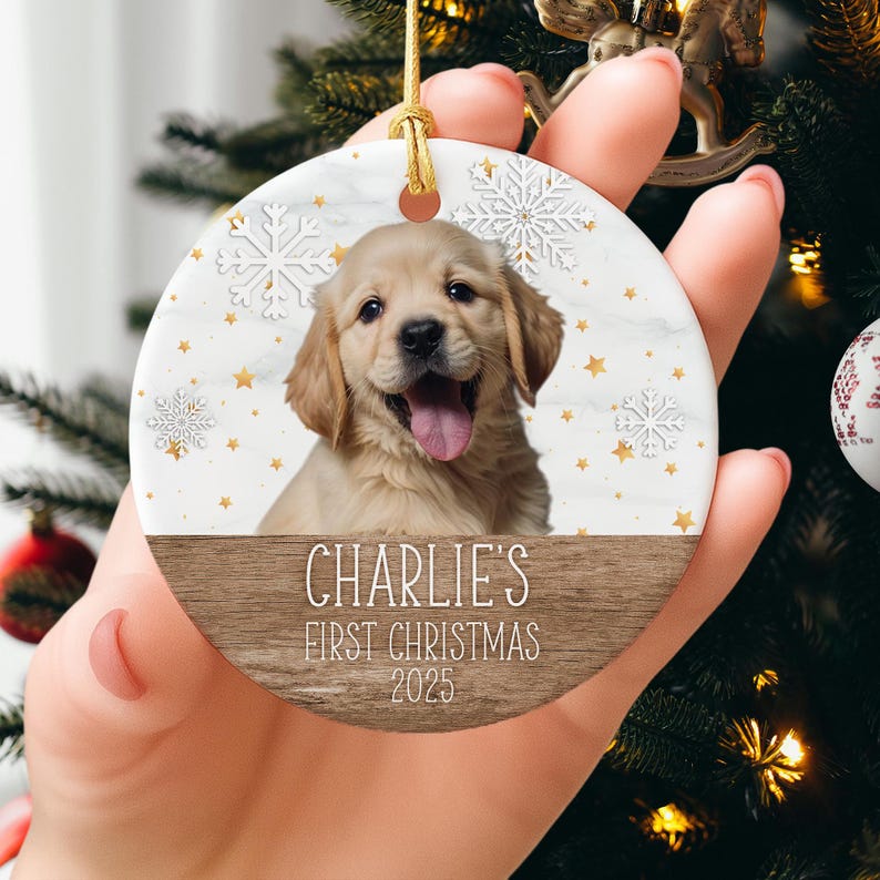Personalized Dog Photo Ornament, Dog First Christmas Ornament, Puppy First Christmas, Custom Dog Ornament, Holiday Dog Gift, Dog Lovers Gift image 11