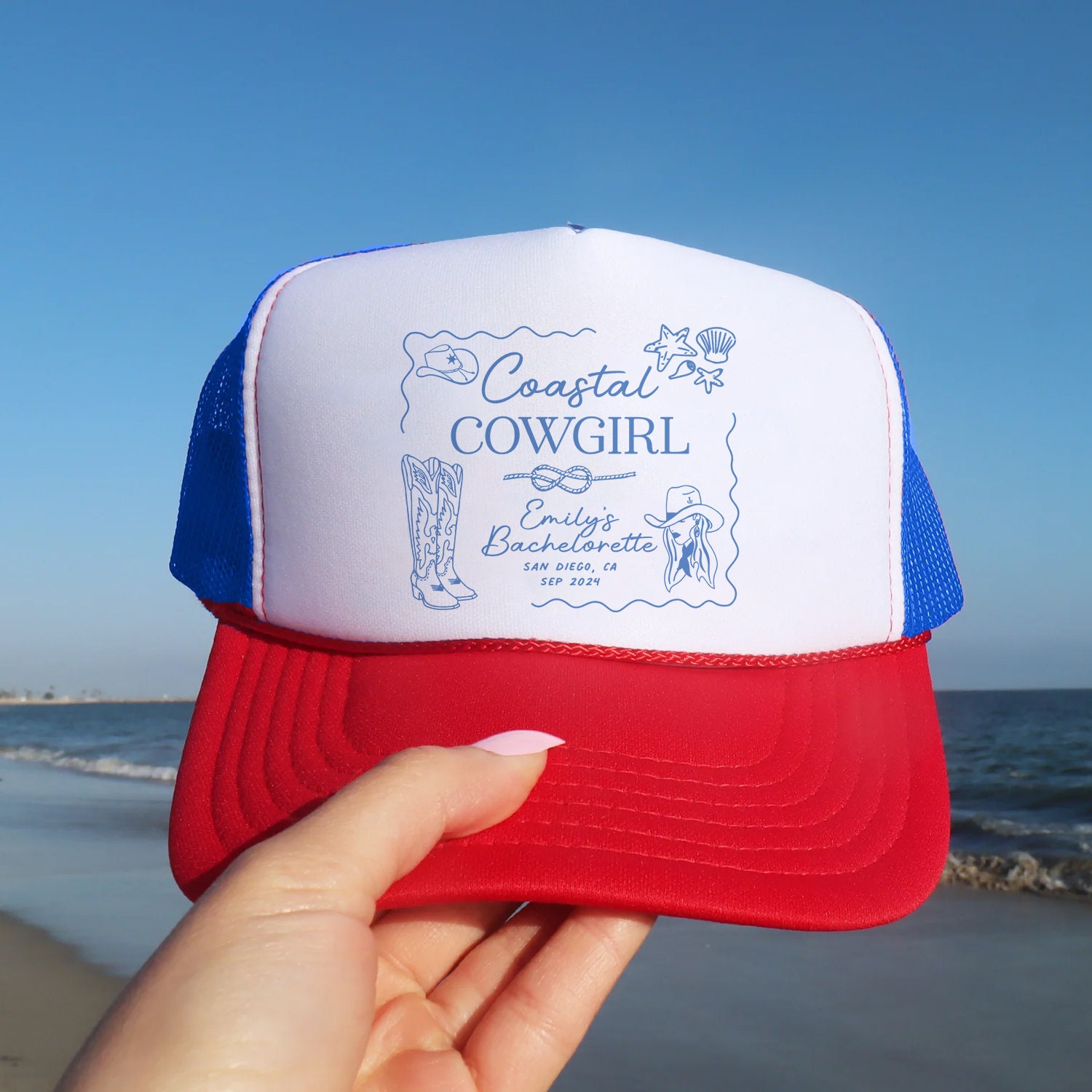 Beach Bachelorette Trucker Hats, Costal Bachelorette Party  display picture 3