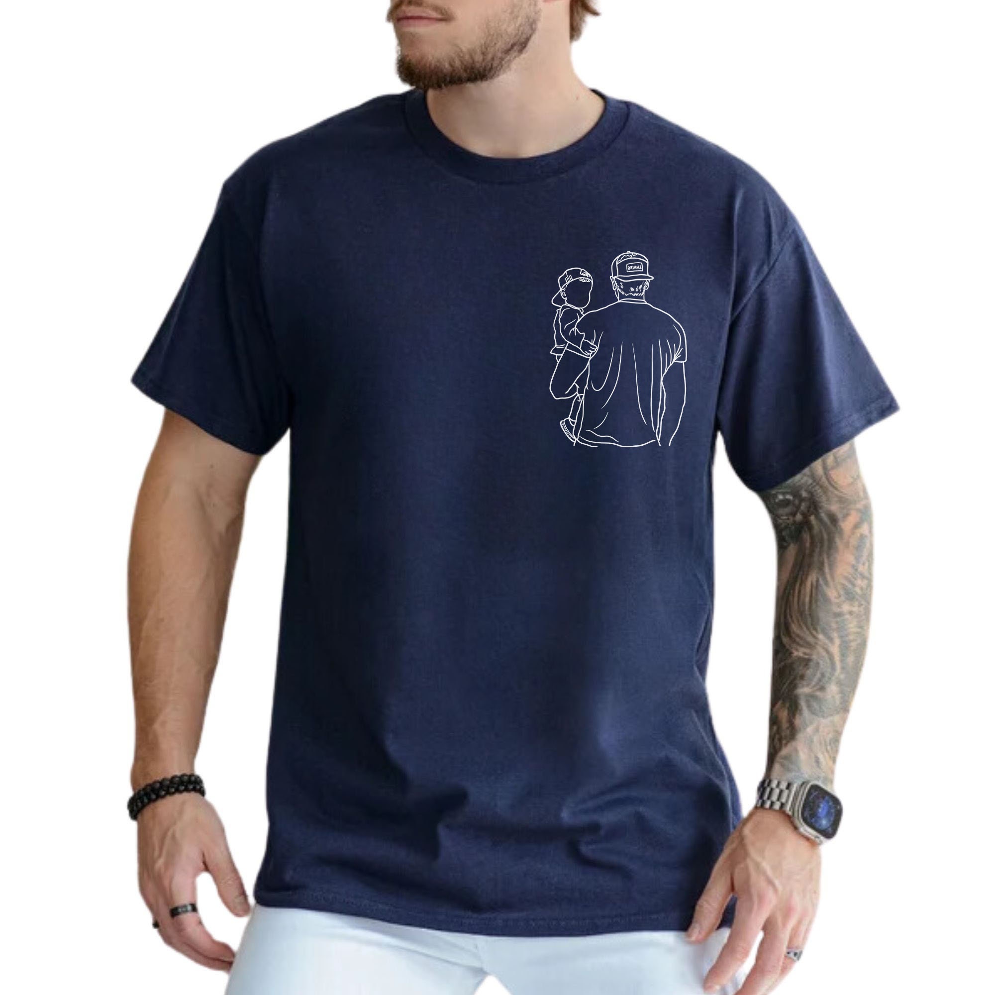 Camiseta Personalizada con Foto Papá y Hijos Vintage Regalo para Día del Padre, Diseño Personalizable