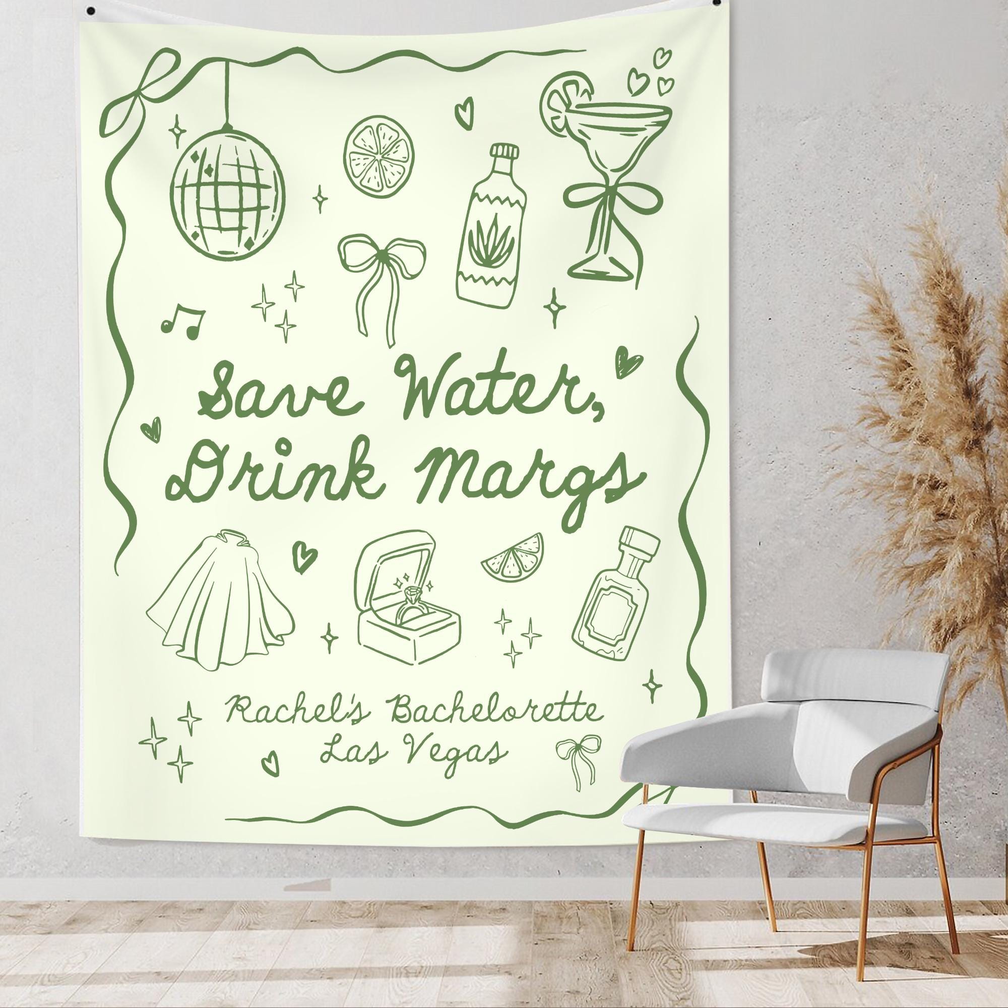 Personalized Margarita Bachelorette Party Tapestry: Custom Location ...