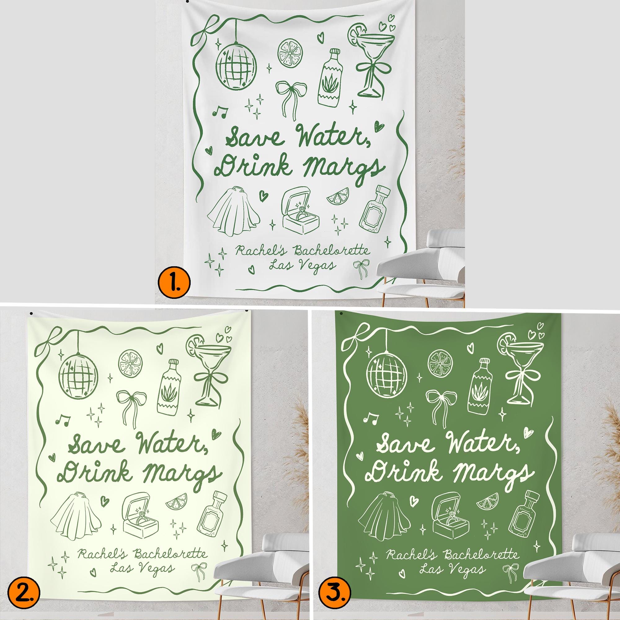 Personalized Margarita Bachelorette Party Tapestry: Custom Location ...