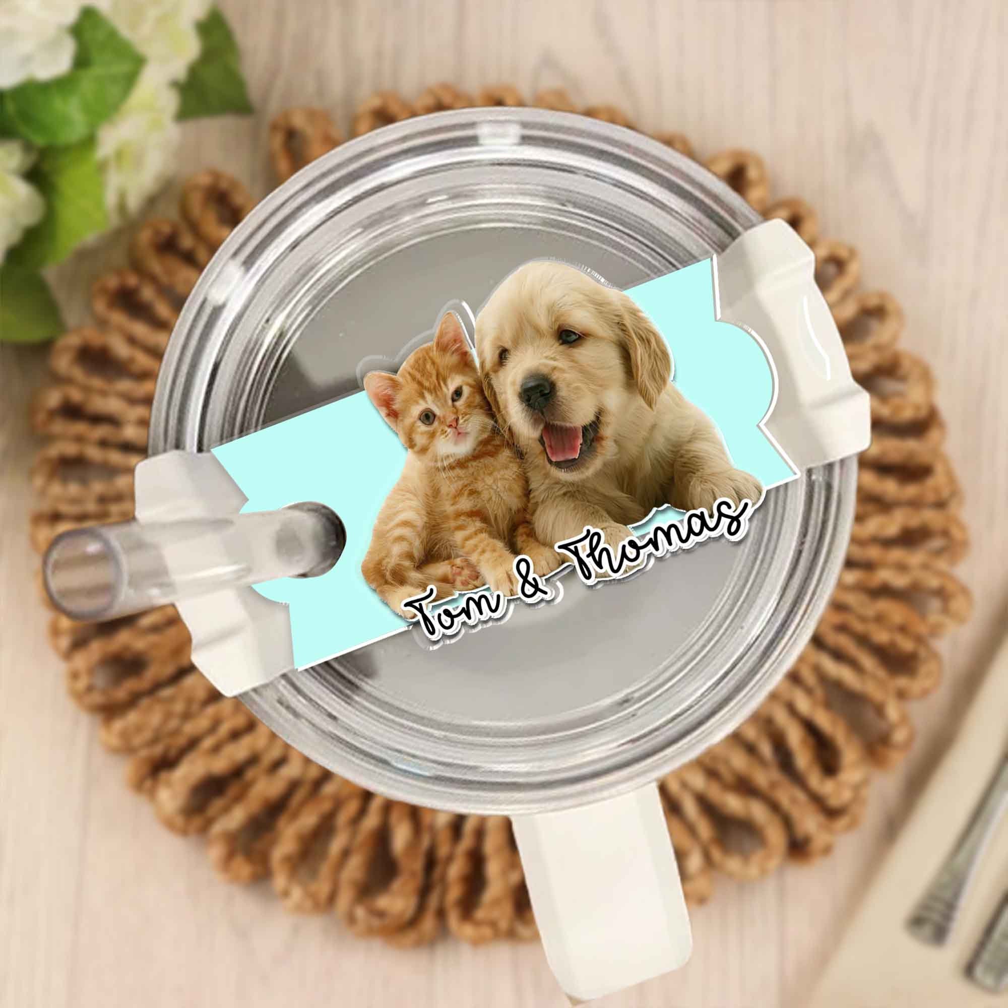 Personalized Photo Tumbler Name Tag, 30oz 40oz Tumbler Quencher Name Plate Topper, Custom Pet Stanley Accessories Tag, Gift For Best Friends