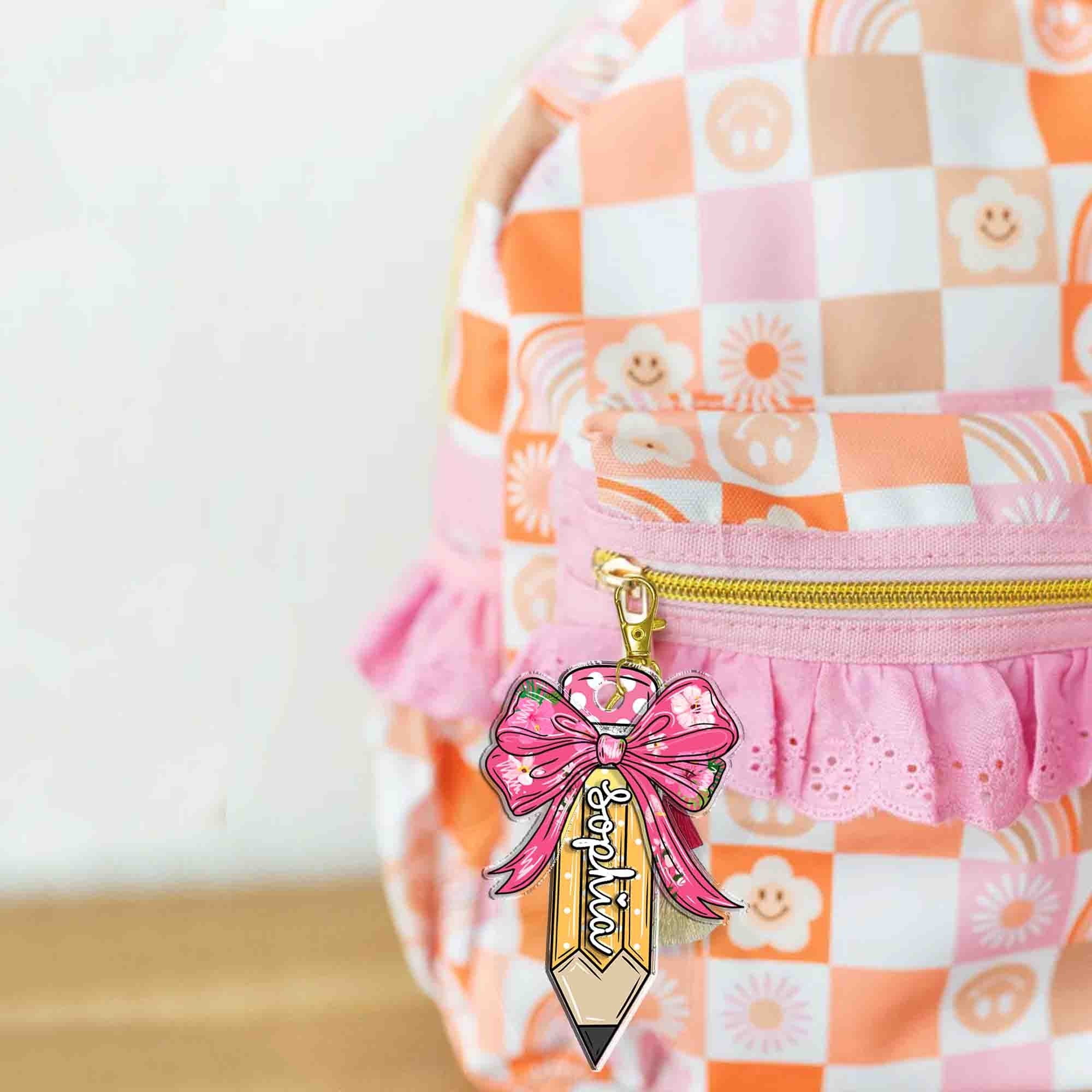 Back To School Kids Gift, Personalized Kids Name Keychain, Backpack Kids Name Tag,  Backpack Name Pencil Keychain, First Day Of School Gifts