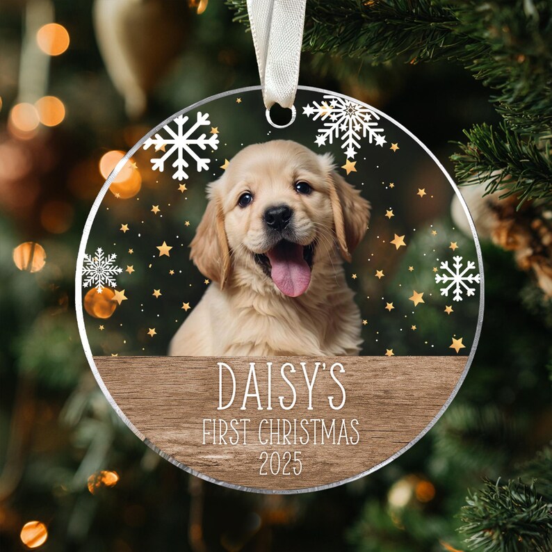Personalized Dog Photo Ornament, Dog First Christmas Ornament, Puppy First Christmas, Custom Dog Ornament, Holiday Dog Gift, Dog Lovers Gift image 12