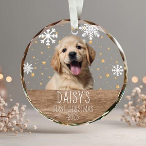 Personalized Dog Photo Ornament, Dog First Christmas Ornament, Puppy First Christmas, Custom Dog Ornament, Holiday Dog Gift, Dog Lovers Gift image 6