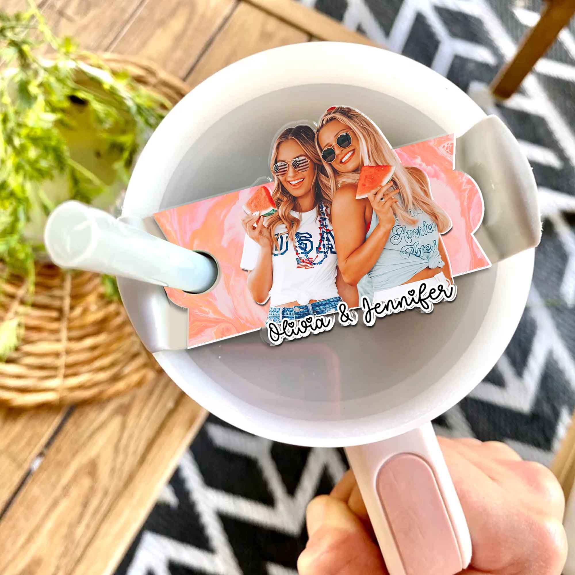 Personalized Photo Tumbler Name Tag, 30oz 40oz Tumbler Quencher Name Plate Topper, Custom Pet Stanley Accessories Tag, Gift For Best Friends