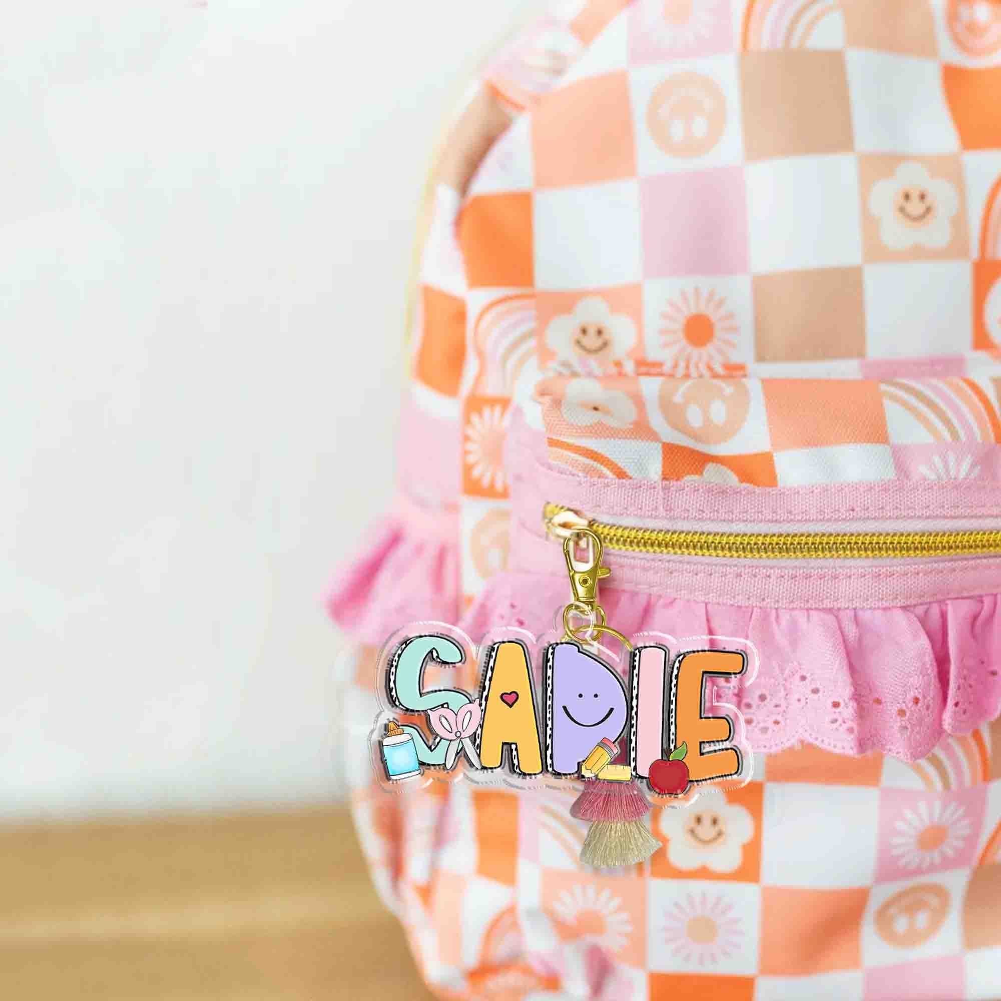 Personalized Kids Name Keychain, Acrylic Kids Backpack Name Tag, First Day of School/Back to School Gift for Kids