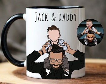Father Day Gift For Dad From Daughter Son Kids, Personalized Father Day Mug, Custom Photo Dad And Baby Ceramic Mug, Gift For Bonus Dad Him