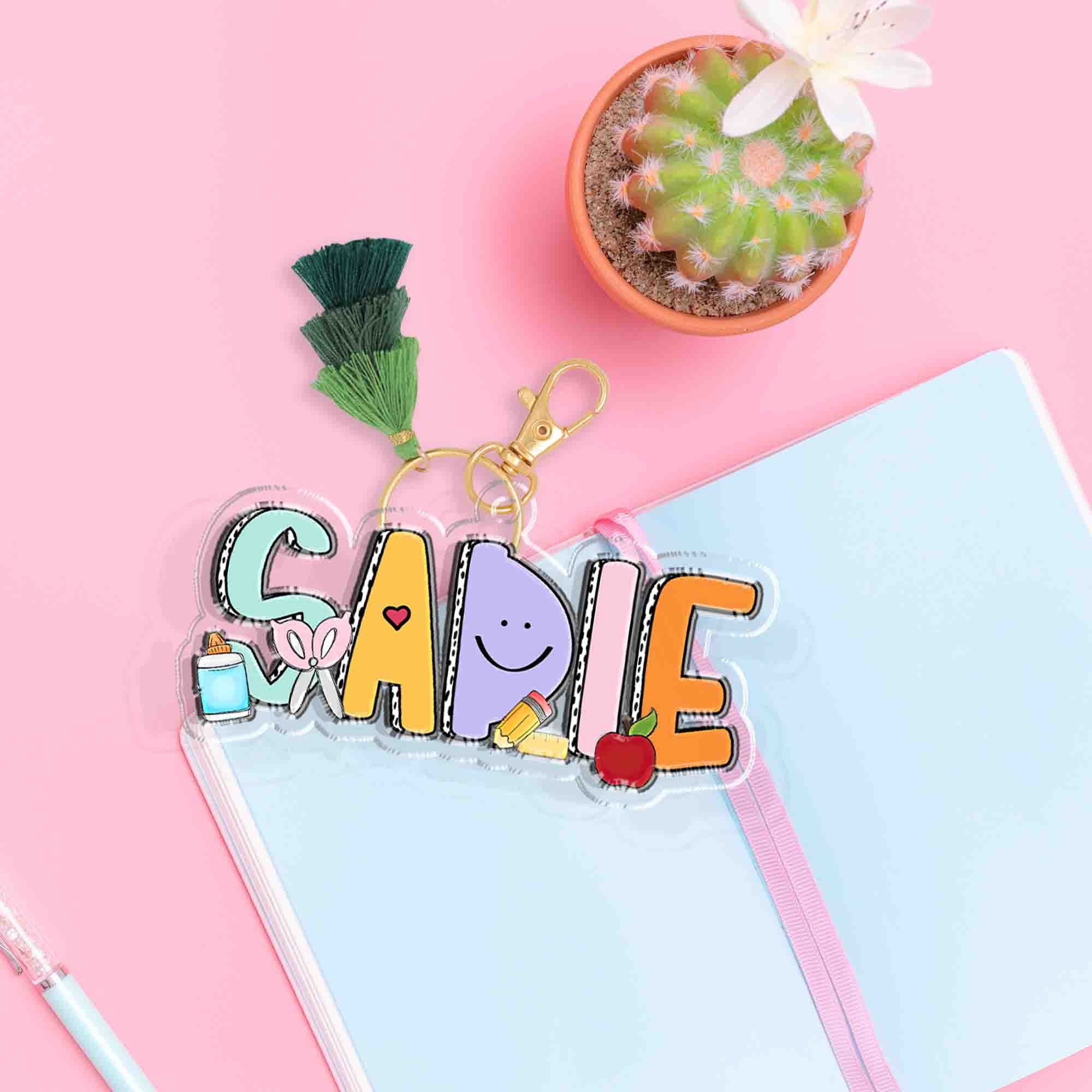 Personalized Kids Name Keychain, Acrylic Kids Backpack Name Tag, First Day of School/Back to School Gift for Kids