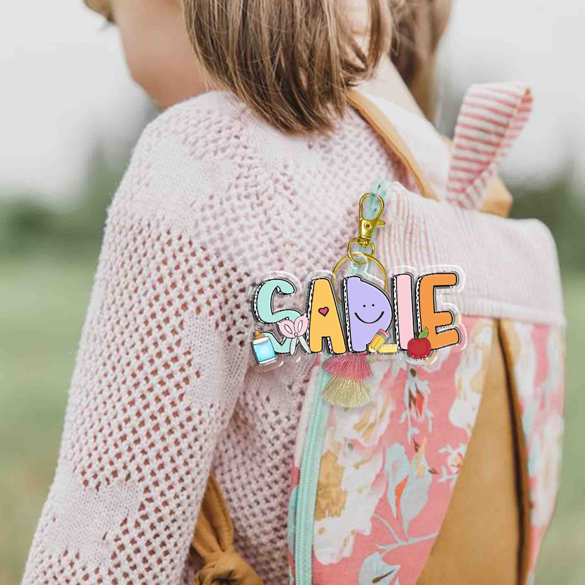 Personalized Kids Name Keychain, Acrylic Kids Backpack Name Tag, First Day of School/Back to School Gift for Kids
