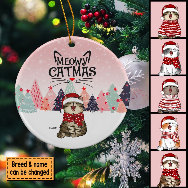 Personalized Cat Christmas Ornament Meowy Christmas Cat - Etsy