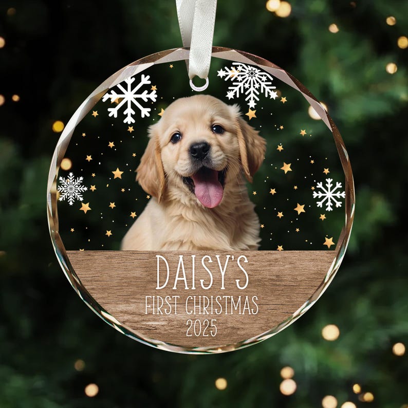 Personalized Dog Photo Ornament, Dog First Christmas Ornament, Puppy First Christmas, Custom Dog Ornament, Holiday Dog Gift, Dog Lovers Gift image 7