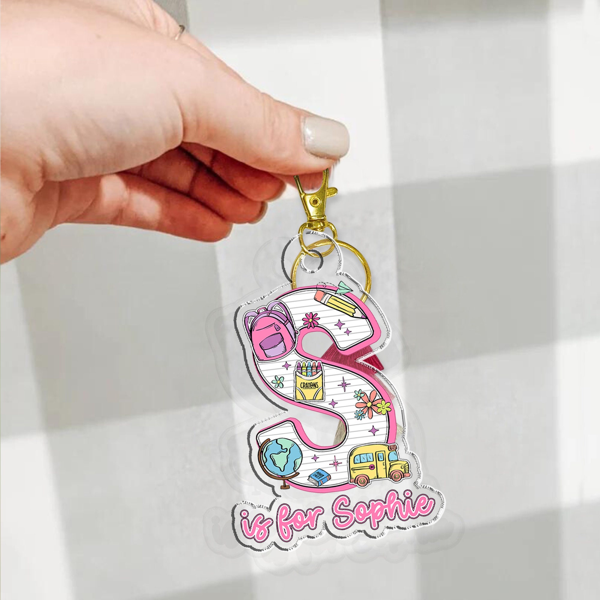 Back to School Kids Gift, Personalized Alphabet Kids Name Keychain, Backpack Kids Name Tag, Backpack Name Keychain, First Day of School Gift
