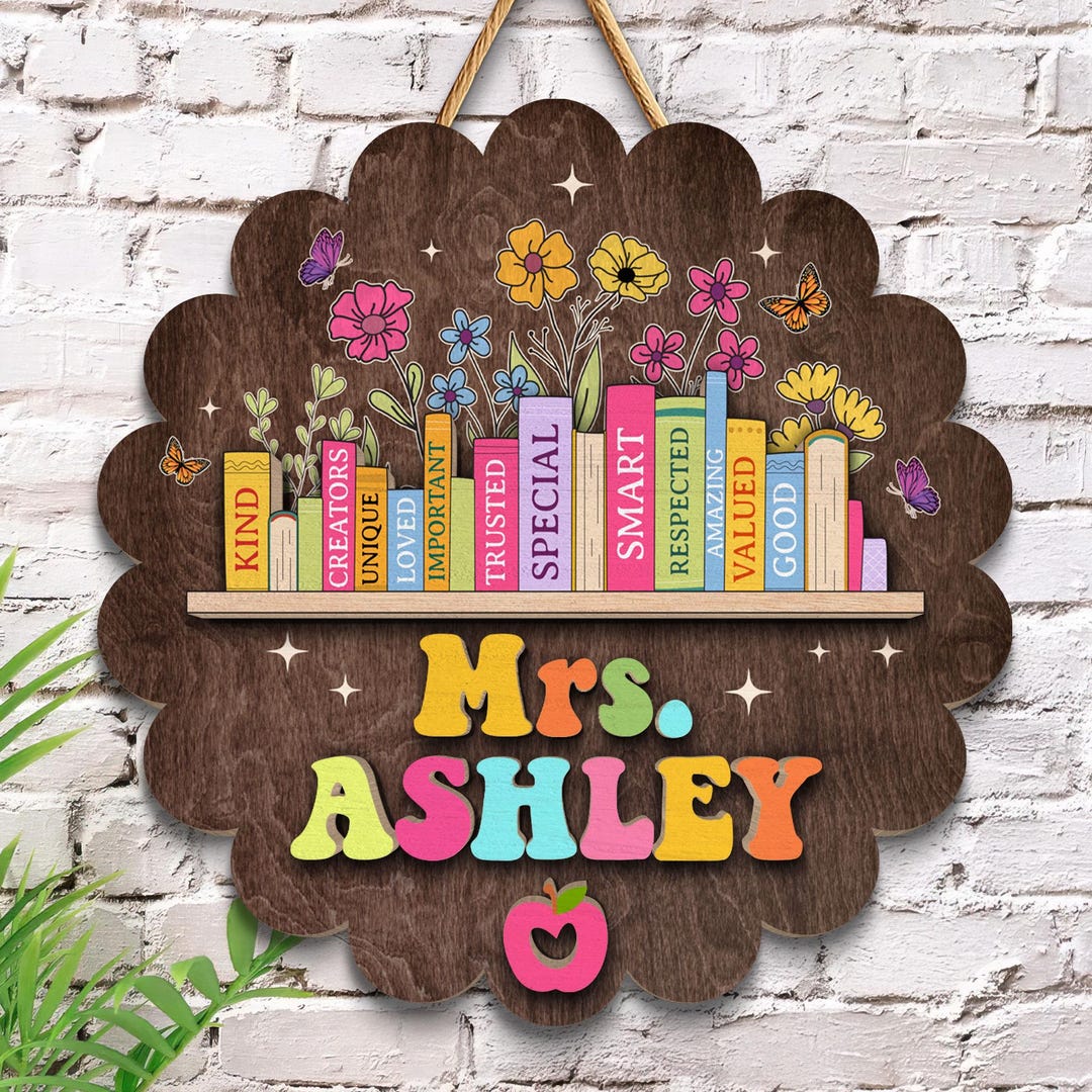 Personalized Teacher Back to School Gift, Custom Teacher Wooden Door ...