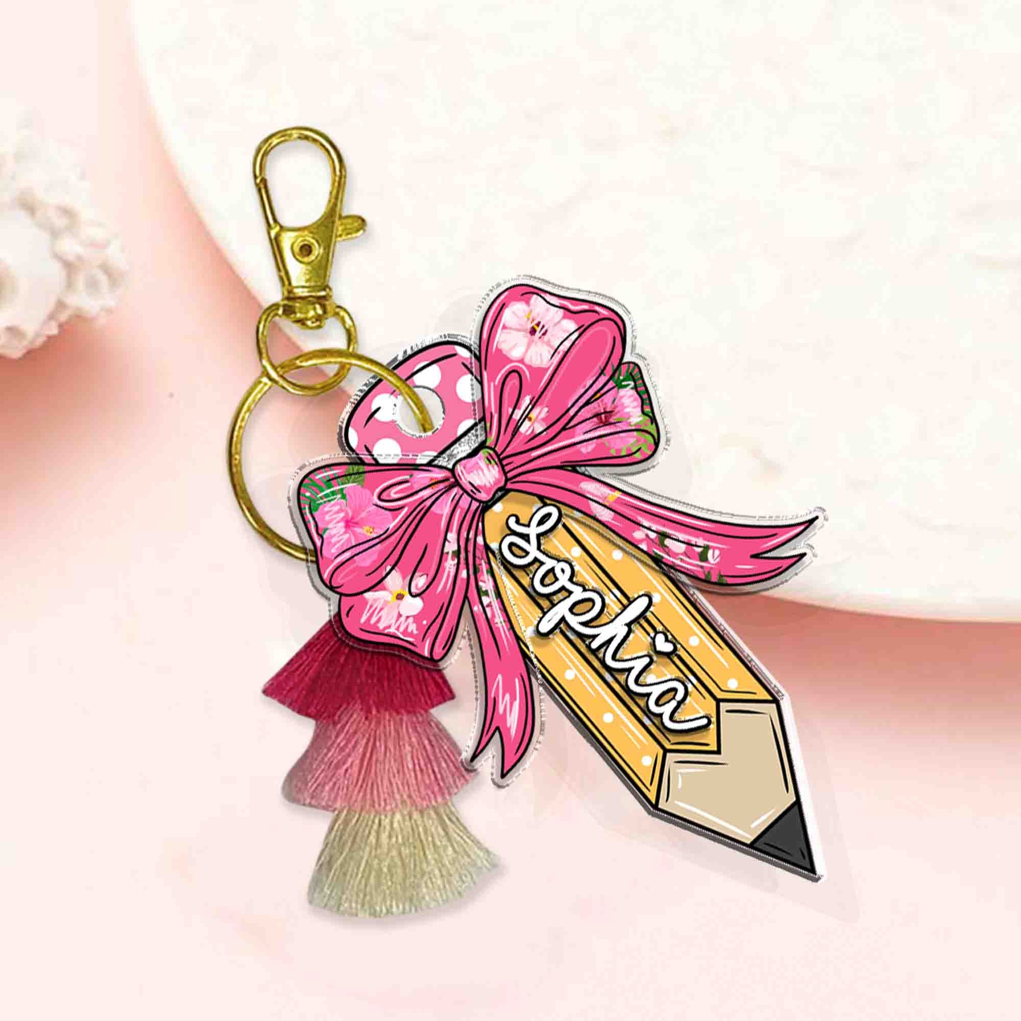 Back To School Kids Gift, Personalized Kids Name Keychain, Backpack Kids Name Tag,  Backpack Name Pencil Keychain, First Day Of School Gifts
