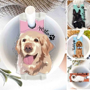 Étiquette personnalisée pour gobelet portrait d'animal de compagnie : accessoire Stanley Quencher