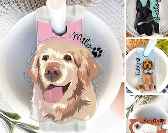 Personalized Pet Portrait Tumbler Name Tag, 30oz 40oz Tumbler Quencher Pet Plate Topper, Stanley Accessories Tag, Pet Memorial Portrait Gift