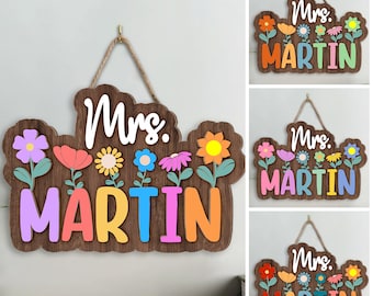 Personalized Teacher Appreciation Gift, 3D Teacher Name Door Sign, Classroom Door Hanger, Teacher Welcome Sign, Teacher Back To School Gift
