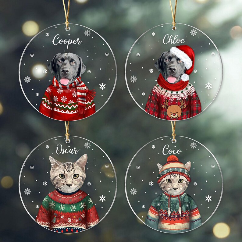 Personalized Christmas Pet Photo Ornament, Pet Lover Gifts,custom Dog