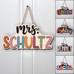 Personalized Teacher Name Door Sign, Custom Teacher Door Hanger, Welcome Teacher Name Sign, New Teacher Classroom Decor Gift