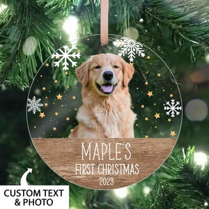 Personalized Dog Photo Ornament, Dog First Christmas Ornament, Puppy First Christmas, Custom Dog Ornament, Holiday Dog Gift, Dog Lovers Gift