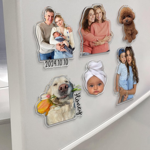 Custom Acrylic Family Photo Magnet: Personalized Family Picture Fridge Magnets, Father's Day Magnet. Mother's Day Magnet