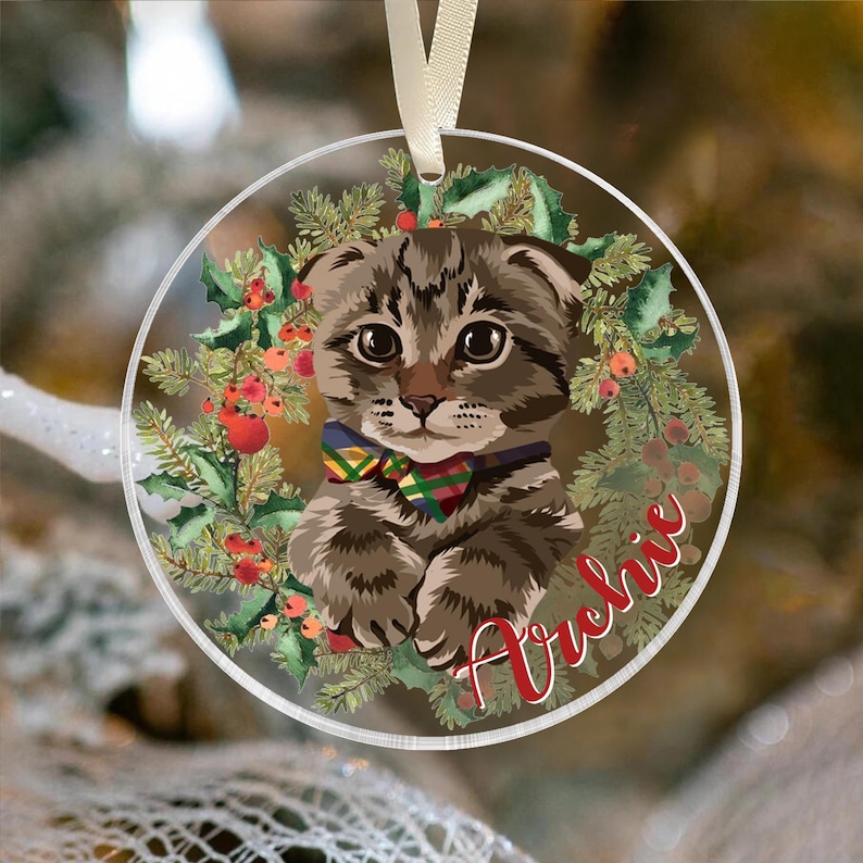 Personalized Cat Photo Ornament, Pet Portrait From Photo Ornament, Custom Cat Christmas Ornament, Pet Memorial Gift, Cat Lover Gift bild 8