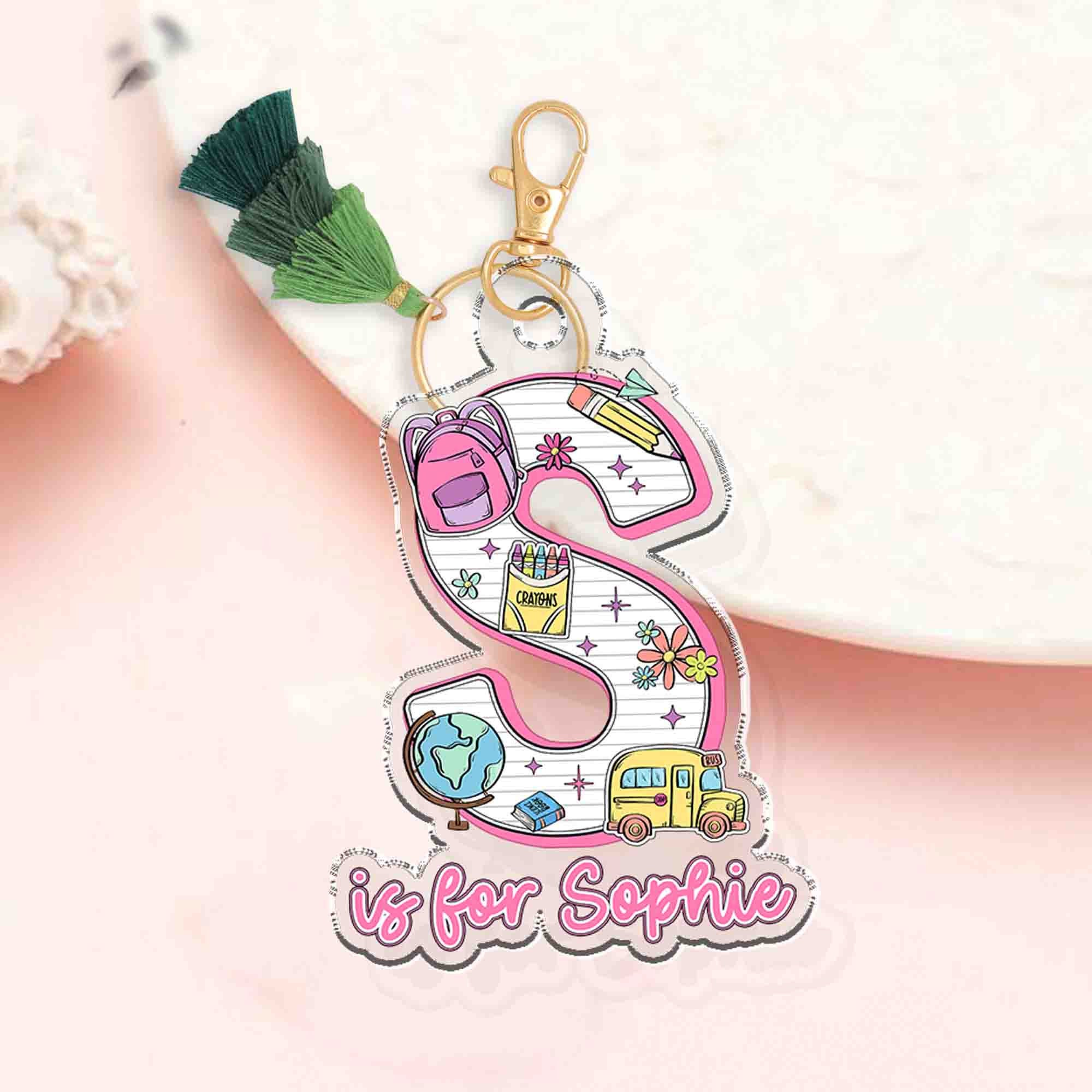 Back to School Kids Gift, Personalized Alphabet Kids Name Keychain, Backpack Kids Name Tag, Backpack Name Keychain, First Day of School Gift