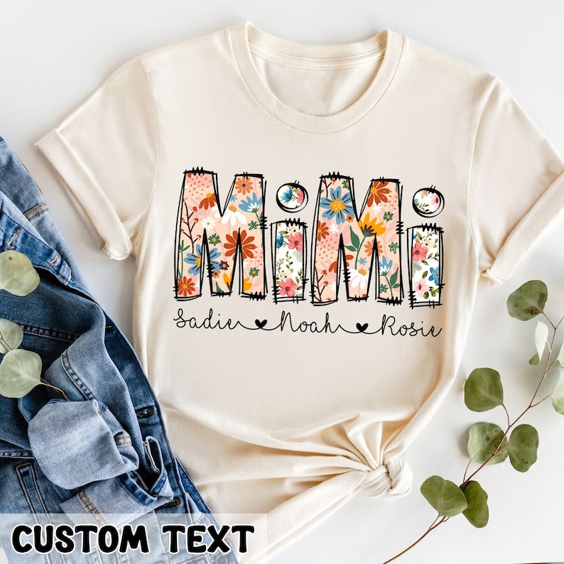 Personalized Grandma Shirt For Mother's Day Gifts, Floral Mimi T-Shirt, Mother's Day Gift for Grandma, Mimi Gifts, Gift For Mom, Mimi Shirt image 1