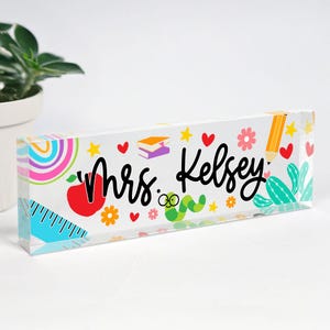 Personalized Teacher  Appreciation Gifts, Custom Teacher Acrylic Block, Teacher Desk Name Sign, Teacher Desk Name Plate, New Teacher Gifts