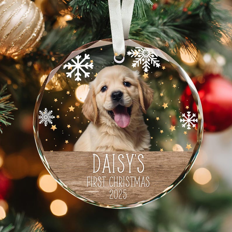 Personalized Dog Photo Ornament, Dog First Christmas Ornament, Puppy First Christmas, Custom Dog Ornament, Holiday Dog Gift, Dog Lovers Gift image 5