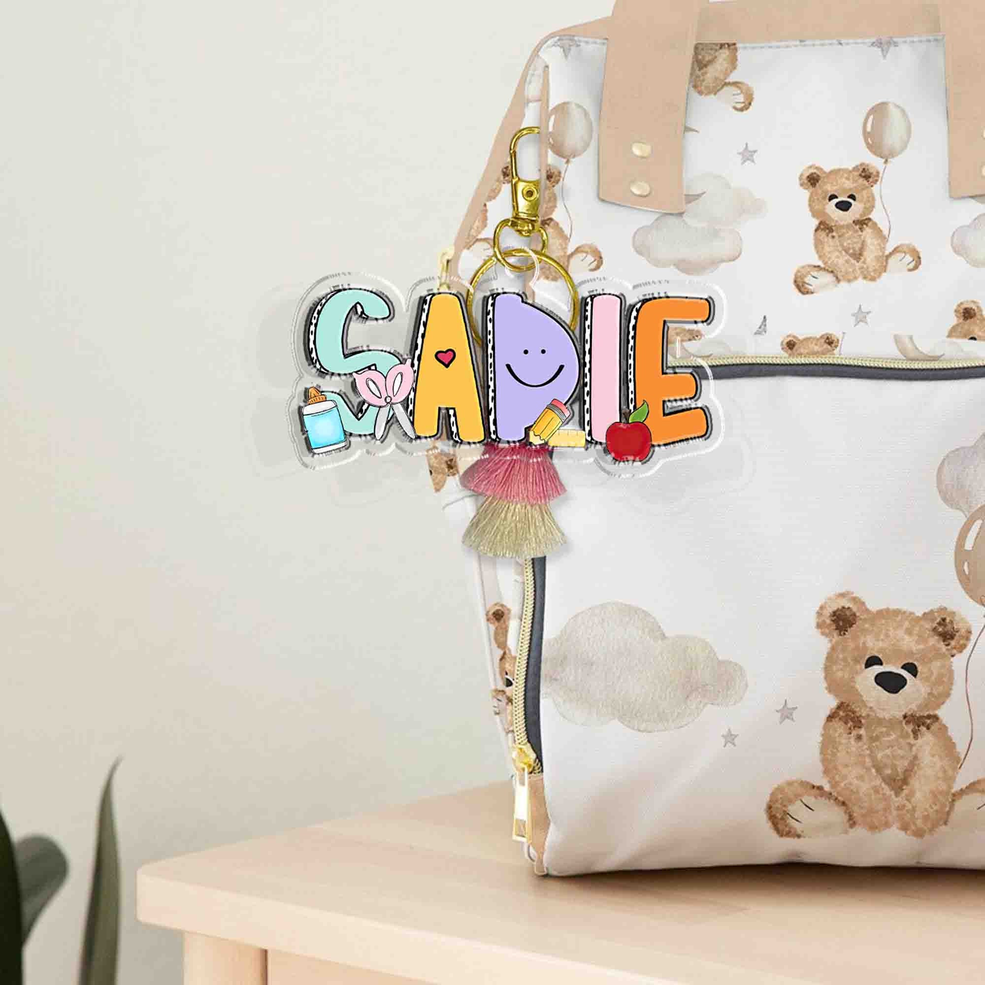 Personalized Kids Name Keychain, Acrylic Kids Backpack Name Tag, First Day of School/Back to School Gift for Kids