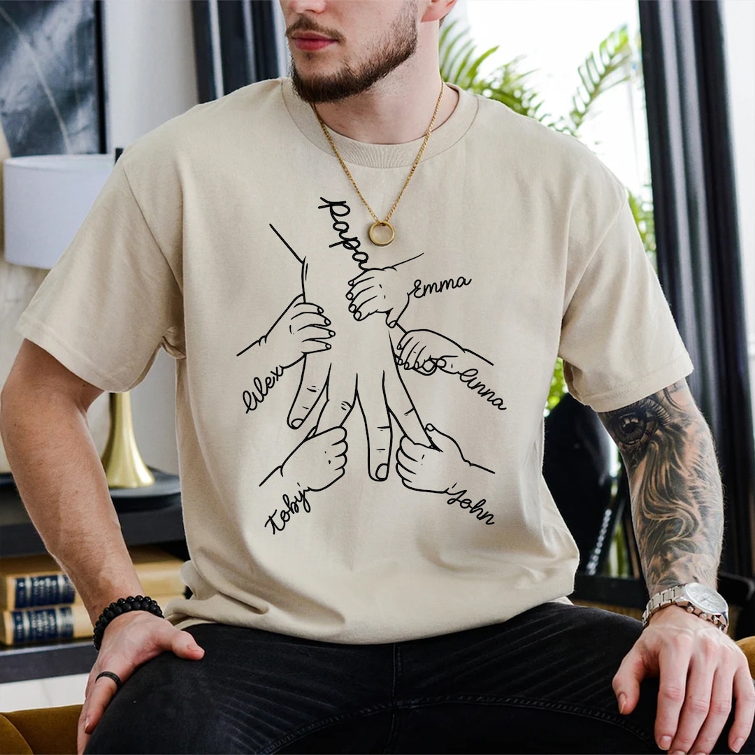 Camiseta personalizada para papá con nombres de niños, regalo para