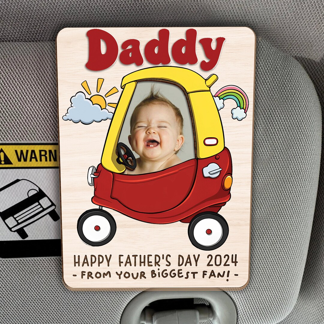 Fathers Day Gift for Dad, Fathers Day Visor Clip, Custom Photo Baby Car