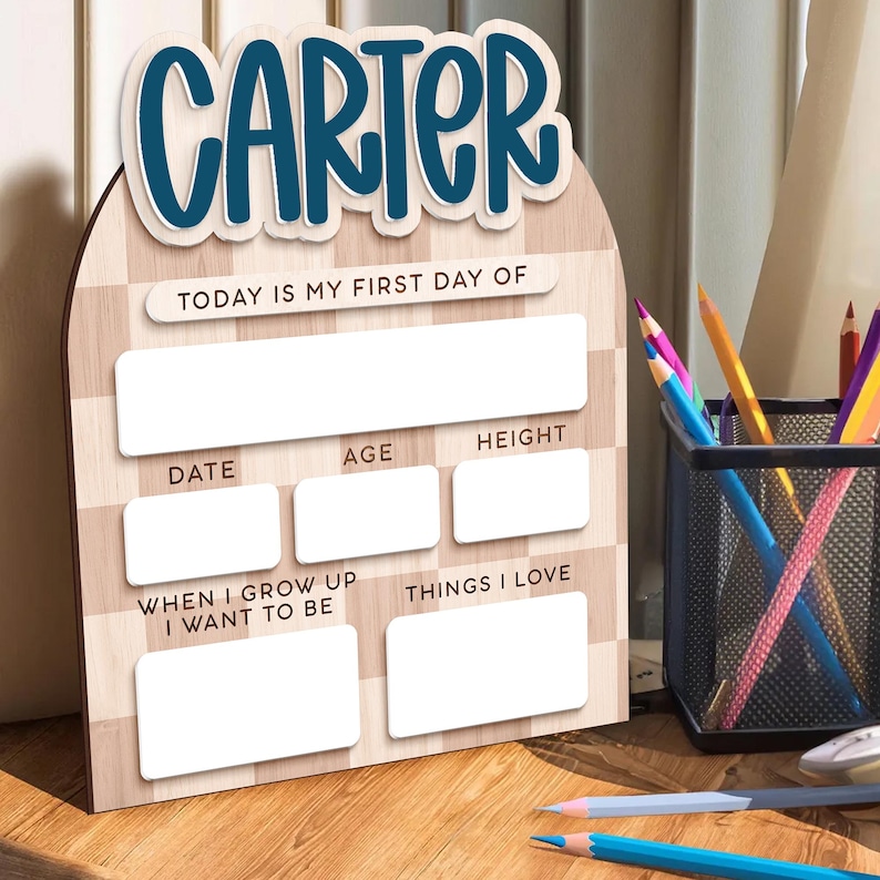 Custom First Day of School Sign, Back to School Board, Preschool Kindergarten 1st Day of School Sign, Last Day of School Keepsake afbeelding 4