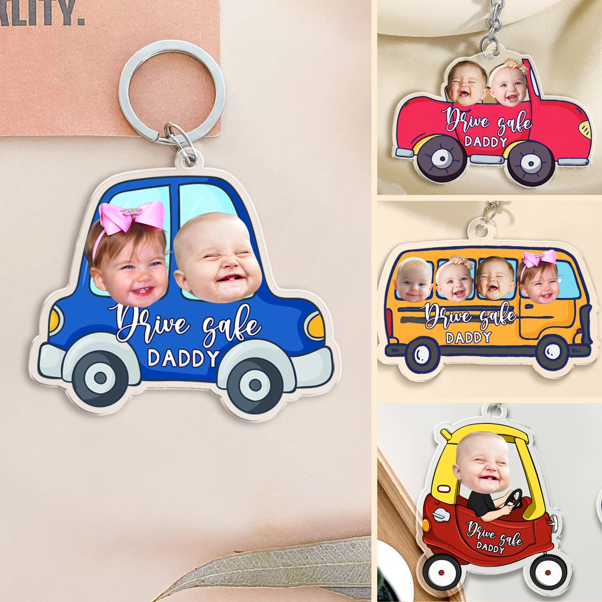 Personalized Car Photo Keychain: Drive Safe Daddy Gift - Etsy