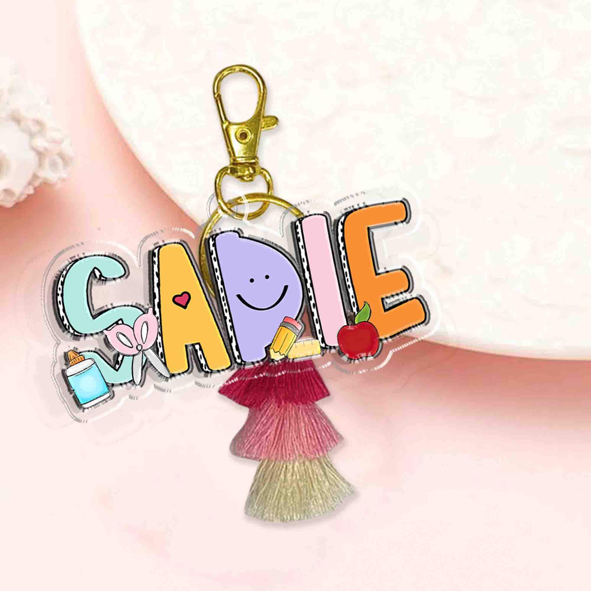 Personalized Kids Name Keychain, Acrylic Kids Backpack Name Tag, First Day of School/Back to School Gift for Kids