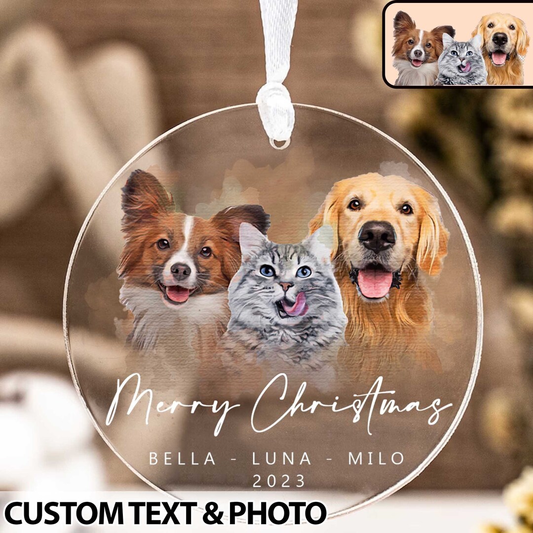 Personalized Pet Ornament With Name, Custom Dog Christmas Ornament