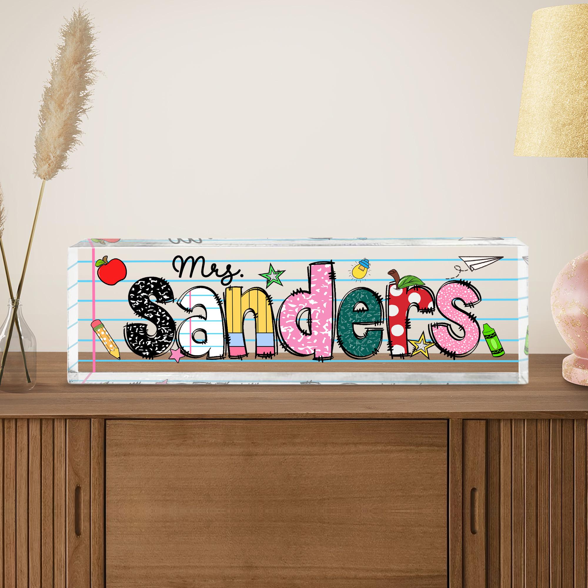 Personalized Back To School Teacher Gift, Custom Teacher Name Desk Sign, Teacher Acrylic Block, Teacher Desk Name Plate, New Teacher Gift