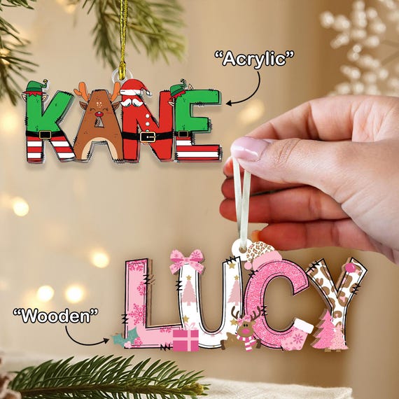 Custom Name Ornament For Kids: Letter Kids Christmas Ornament 2026, Ornaments for Boys, Kids Christmas Gifts, Family Name Christmas Ornament