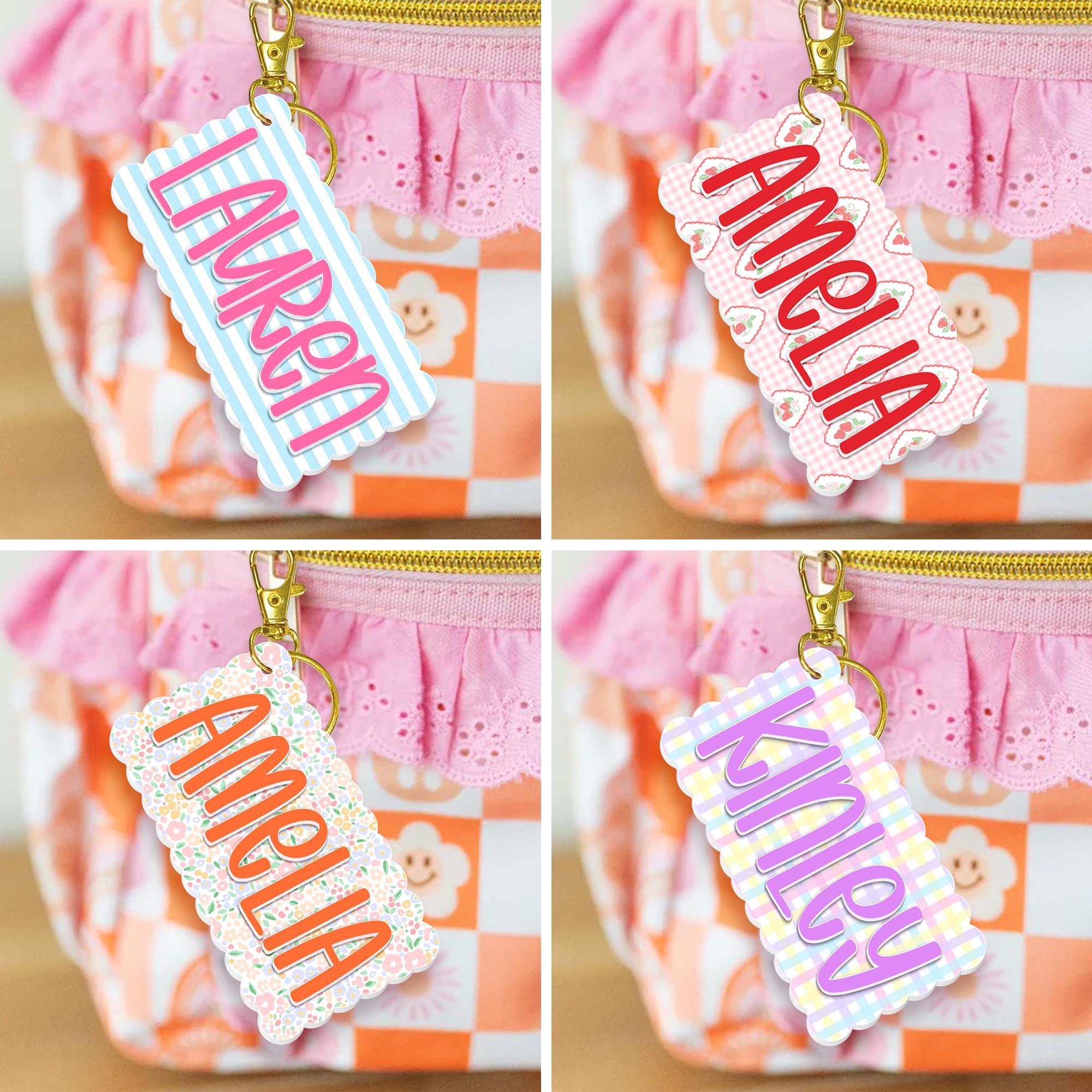 Personalized Kids Name Bag Tag, Custom Acrylic Backpack Name Keychain, Diaper Bag, Lunchbox Name Tag, Water Bottle Tag, School Name Plate