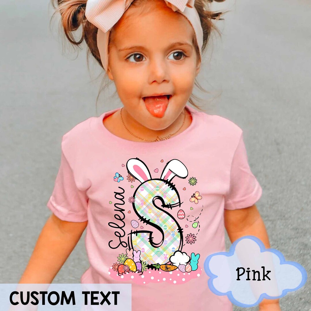 Kids Easter Shirt, Personalized Bunny Kids Shirt, Alphabet Name Shirt
