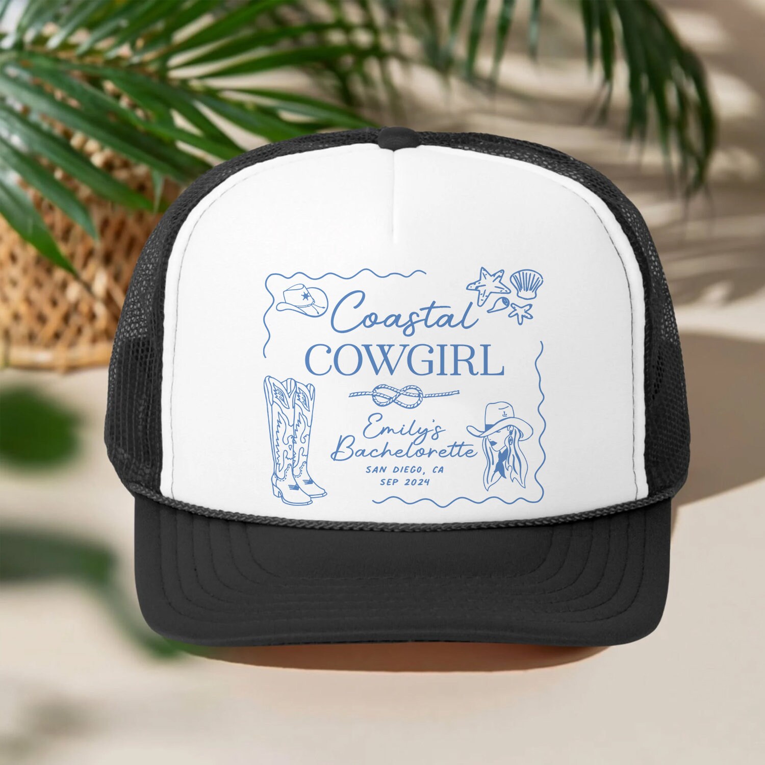 Beach Bachelorette Trucker Hats, Costal Bachelorette Party 