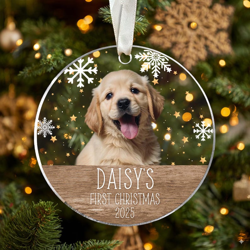 Personalized Dog Photo Ornament, Dog First Christmas Ornament, Puppy First Christmas, Custom Dog Ornament, Holiday Dog Gift, Dog Lovers Gift image 10